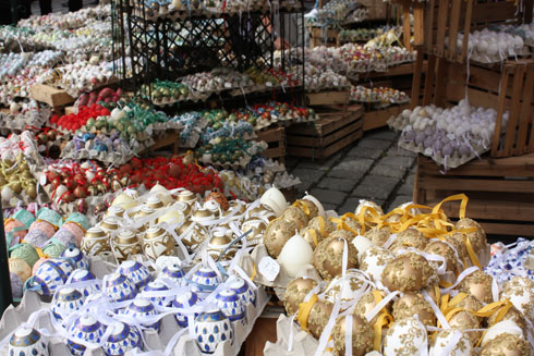 Viennese colorful Easter eggs at AltWiener market