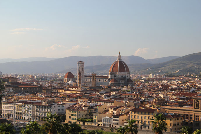 view of the cathedral of Florence from the Michelangelo square