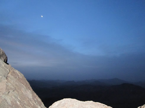 Early morning on top of Mount Sinai - Waiting for the sunrise at 5:28 a.m.