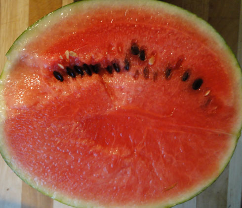watermelon cut in half