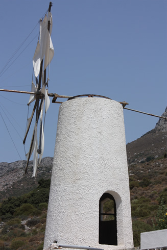 Decorative windmill in Dikte Mountain, driving to the Lassithi Plateau