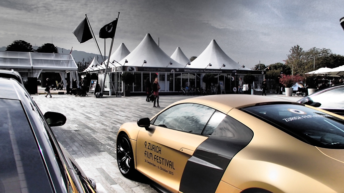 Zurich Film Festival Audi official cars and ZFF tent next to opera house copyright Veronique Gray