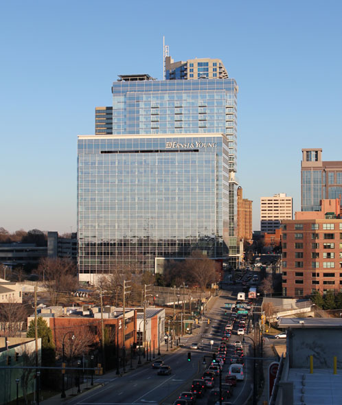 Ernst & Young building downtown Atlanta taken from the aquarium parking lot