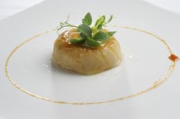 Foie gras timbale with caramelized apple from El Celler De Can Roca in Girona (Spain)