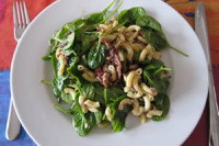 Pasta salad with spinach and dried tomatoes (3-4 servings)