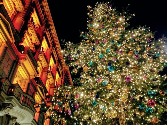 Credit Suisse Christmas Tree in Zurich: 5000 LED lights & 1500 balls