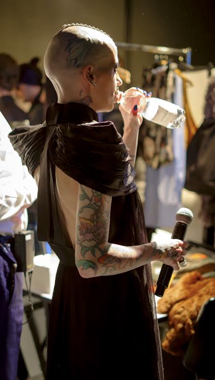 Singer of X Rated Angels Polly Fey backstage at the Mercedes Benz Fashion Days - copyright Caitlin Krause